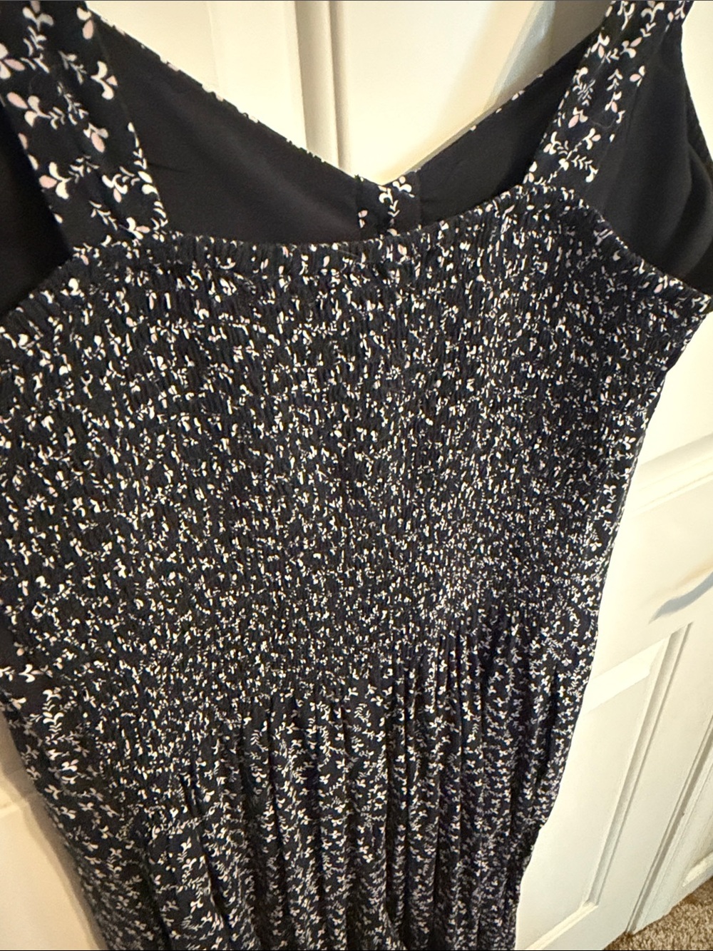 LOFT Black Floral Wide-Leg Jumpsuit with Thin Straps - Picture 6 of 6